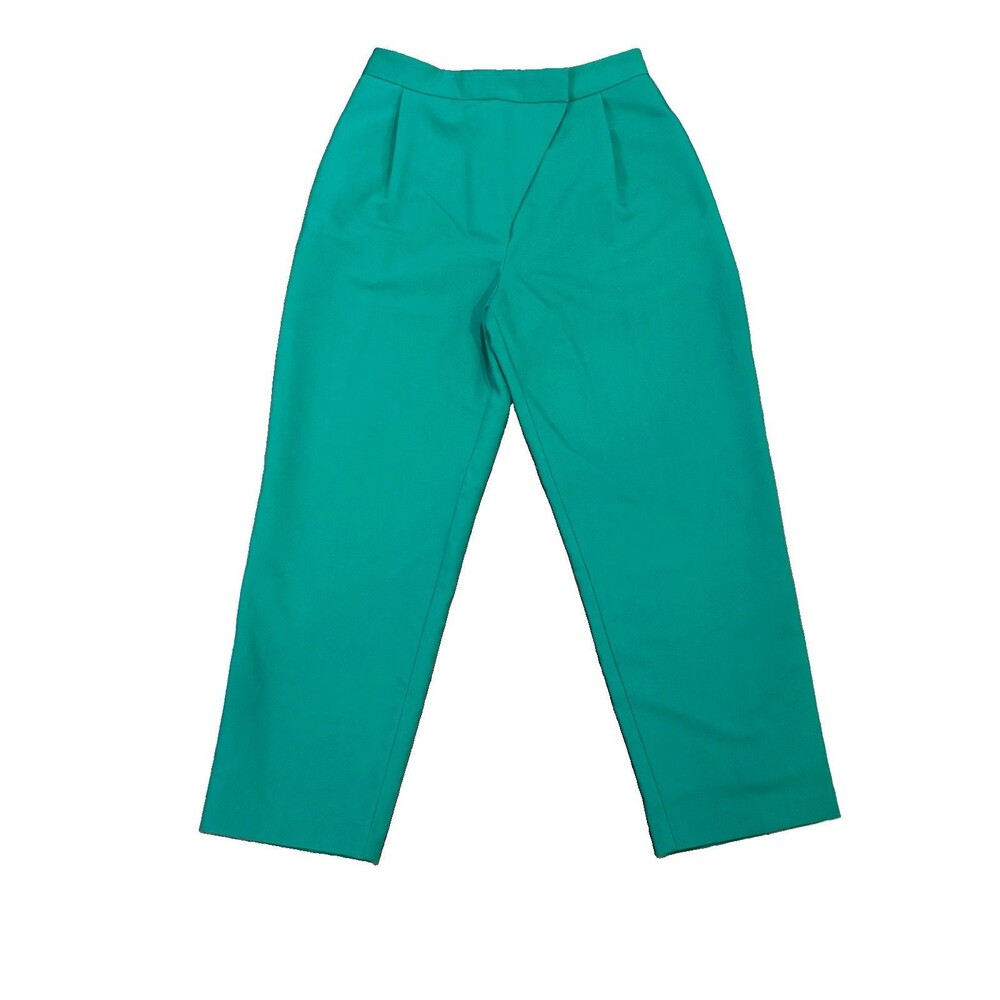 ZARA High-Waisted Darted Crossover Asymmetric Waistband Pants - Green Small